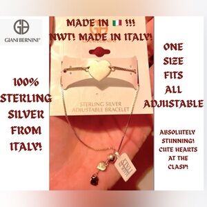 NWT! MADE IN ITALY! 100% ITALIAN STERLING SILVER ADJUSTABLE BRACELET!MADE IN 🇮🇹!